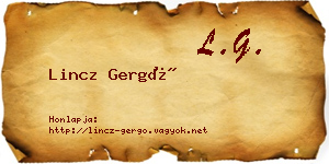 Lincz Gergő névjegykártya
